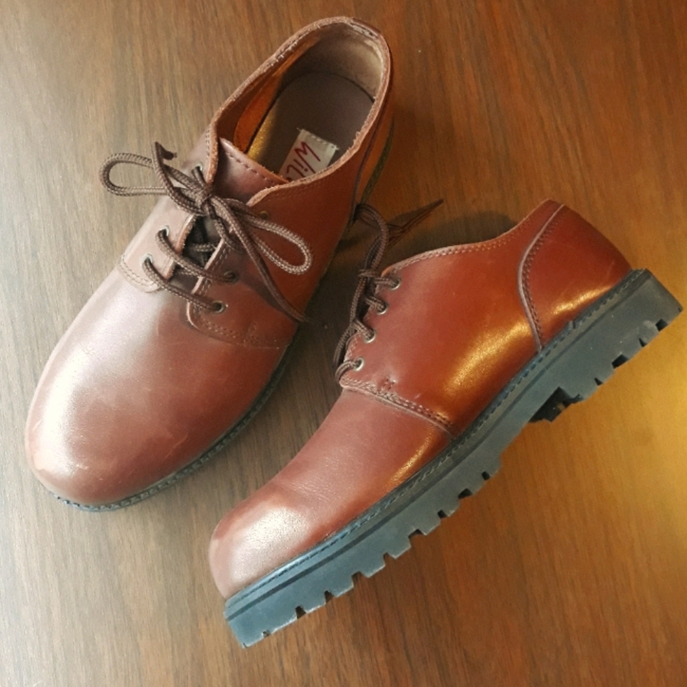 80s Wild Pair Chunky Leather Shoes Size 10